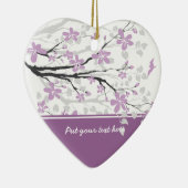 Zierzweig und violette Blumen Keramikornament (Rechts)