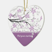 Zierzweig und violette Blumen Keramikornament (Links)