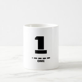 Ziffer 1 (One) NATO Phonetische Zahl & Morse Code Kaffeetasse