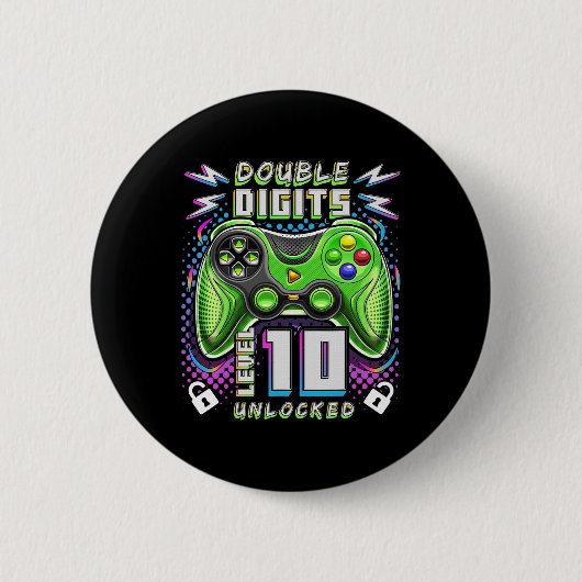 Ziffern 10 Entsperrtes Videospiel 10. Geburtstag Button (Vorderseite)