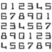 Ziffern/Zahlen/Zahlen/Zahlen im Computerstil von N Aufkleber (Vorderseite)