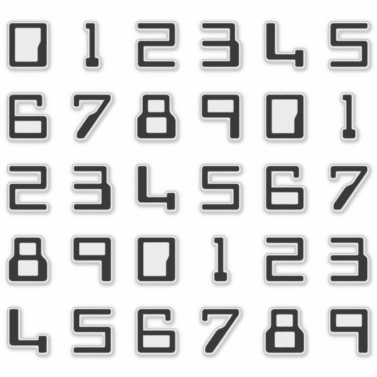 Ziffern/Zahlen/Zahlen/Zahlen im Computerstil von N Aufkleber (Vorderseite)