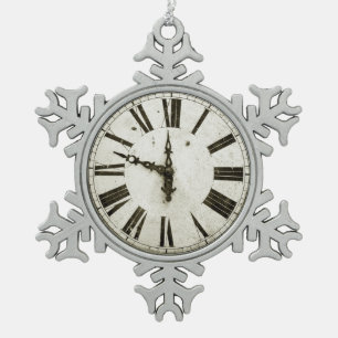 Ziffernblatt Schneeflocken Zinn-Ornament