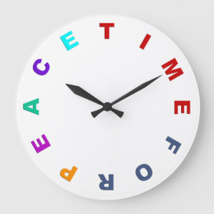 Ziffernblatt - ZEIT FÜR DEN FRIEDEN gefärbt Große Wanduhr