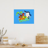 Zig und Hai Cartoon exotische Party Poster (Küche)