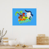 Zig und Hai Cartoon exotische Party Poster (Küche)