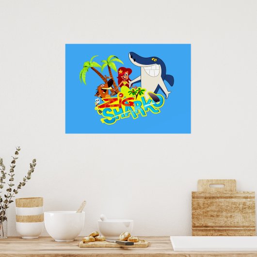 Zig und Hai Cartoon exotische Party Poster (Küche)