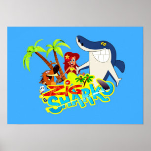 Zig und Hai Cartoon exotische Party Poster