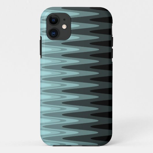Zig Zag Black Aquamarin Gray Pattern Case-Mate iPhone Hülle (Rückseite)
