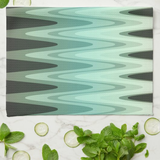 Zig Zag Black Aquamarin Gray Pattern Handtuch (Gefaltet)