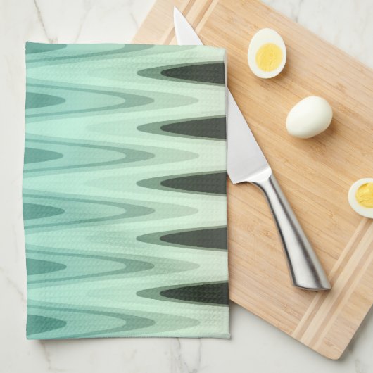 Zig Zag Black Aquamarin Gray Pattern Handtuch (Viertel Falte)