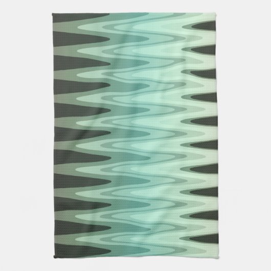 Zig Zag Black Aquamarin Gray Pattern Handtuch (Vertikal)