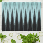 Zig Zag Black Aquamarin Gray Pattern Küchentuch (Gefaltet)