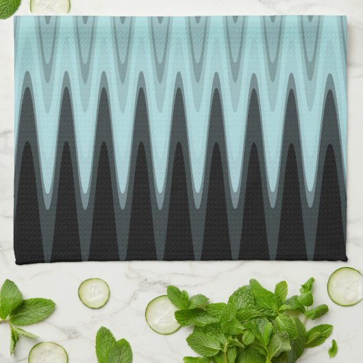 Zig Zag Black Aquamarin Gray Pattern Küchentuch (Gefaltet)