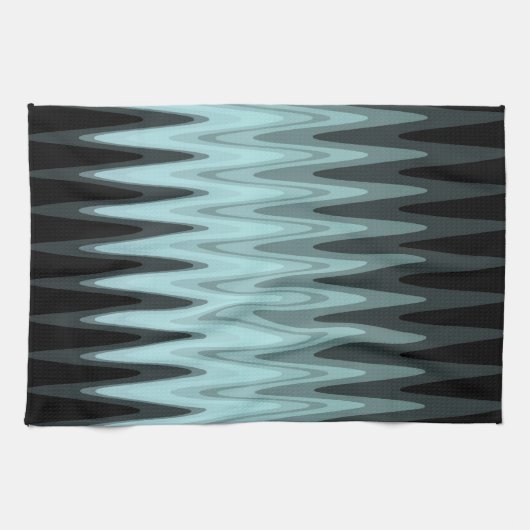 Zig Zag Black Aquamarin Gray Pattern Küchentuch (Horizontal)
