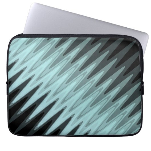 Zig Zag Black Aquamarin Gray Pattern Laptopschutzhülle (Vorderseite)