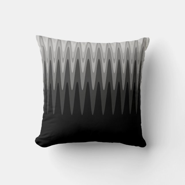 Zig Zag Black Gray Pattern Throw Pillow Kissen (Vorderseite)