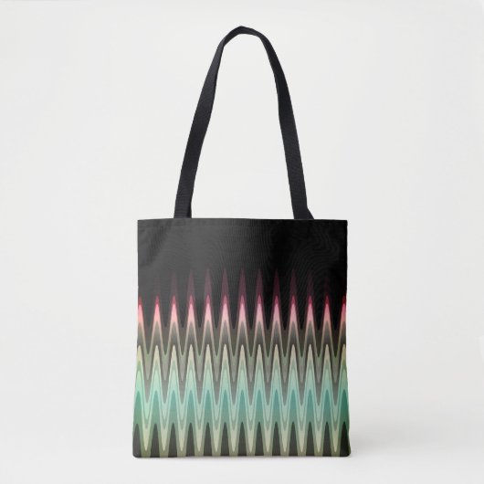 Zig Zag Black Red Aquamarin Gray Pattern Tasche (Vorderseite)
