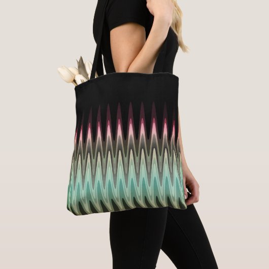 Zig Zag Black Red Aquamarin Gray Pattern Tasche (Von Nahem)