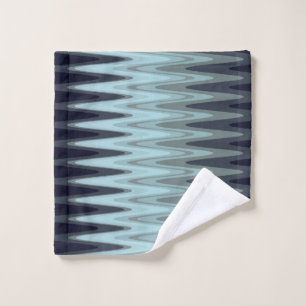 Zig Zag Blaues Aquamarines graues Muster Waschlappen