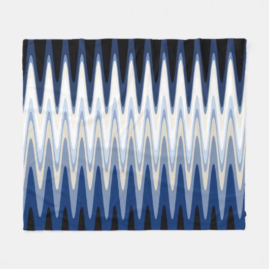 Zig Zag Blue Schwarz-weiß Grau Beige Muster Fleecedecke (Vorderseite (Horizontal))