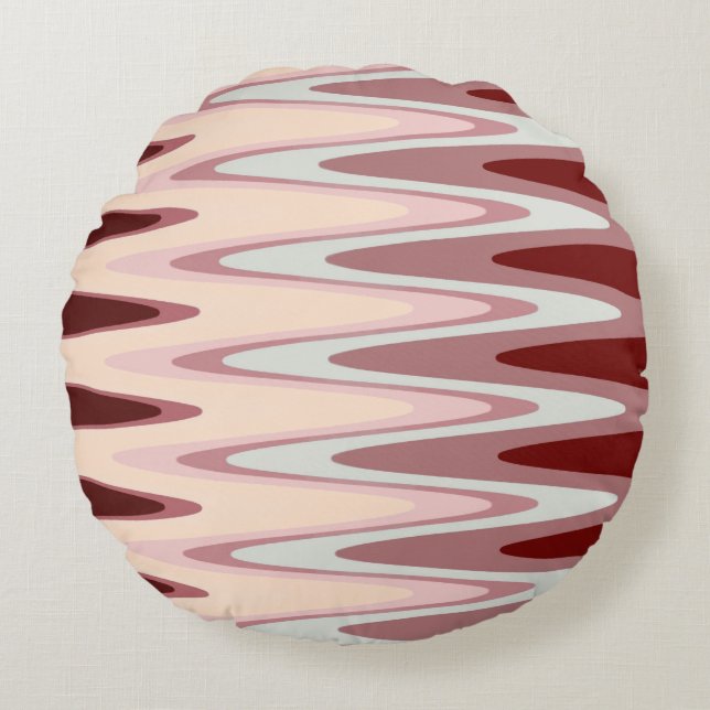 Zig Zag Burgundy Red Gray Pattern Throw Kissen (Vorderseite)