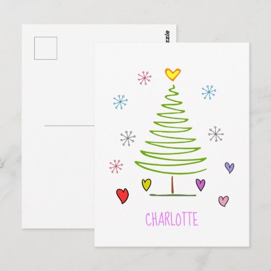 Zig Zag Christmas Tree Postkarte (Vorne/Hinten)