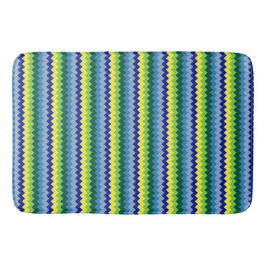 Zig-zag Design Muster Grün & Blau Bath Mat Badematte (Vorderseite)