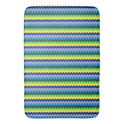 Zig-zag Design Muster Grün & Blau Bath Mat Badematte (Vorderseite Vertikal)