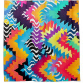 Zig Zag farbenfroh, modern geflattert Duschvorhang (Vorderseite)