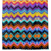 Zig Zag Farblich lila, rosa, blau gelb Duschvorhang (Vorderseite)