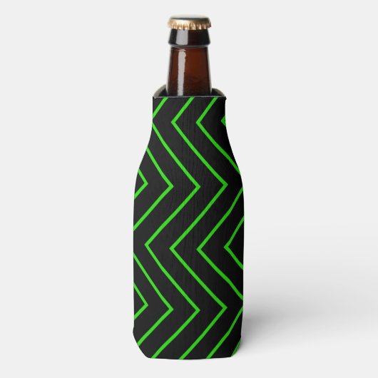 Zig Zag Flasche Cooler/grün/schwarz Flaschenkühler (Flaschenvorderseite)