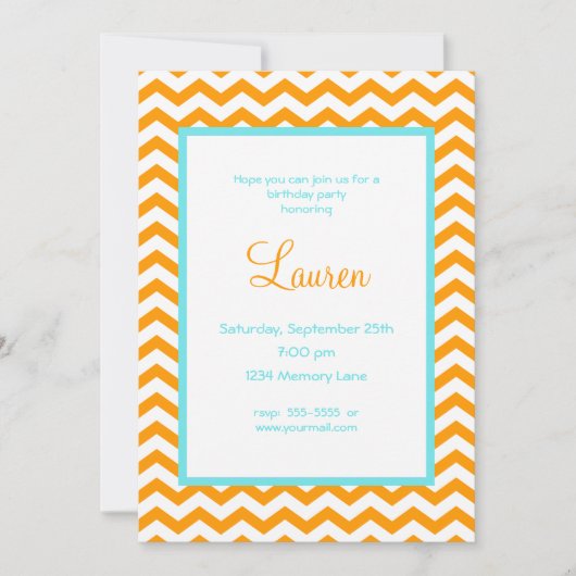 Zig Zag Geburtstagsparty Einladung (Vorderseite)