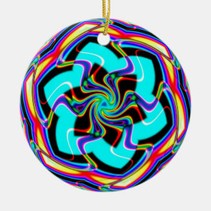 Zig Zag Hexagon Snowfllake Keramik Ornament