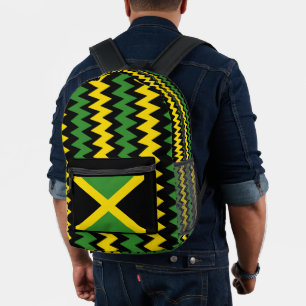 Zig Zag Jamaikanisches Flaggendesign Bedruckter Rucksack