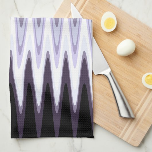 Zig Zag Lila Weiß Grau Muster Küchentuch (Viertel Falte)