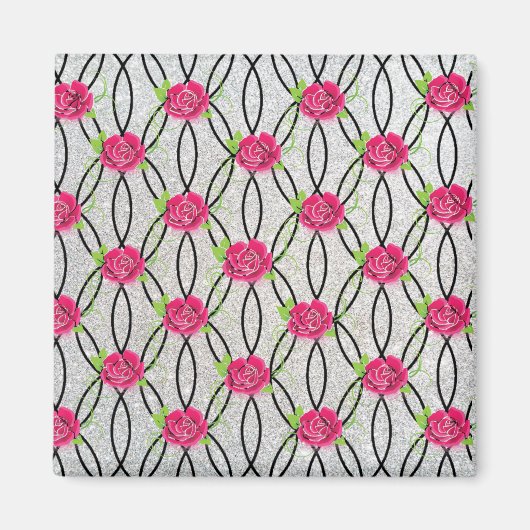Zig Zag Muster, Blume Magnet (Vorne)