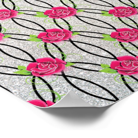 Zig Zag Muster, Blume Poster (Ecke)