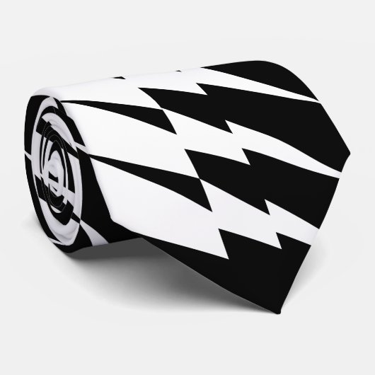 Zig-Zag-Muster für Schwarz-Weiß-Blitze Krawatte (Gerollt)