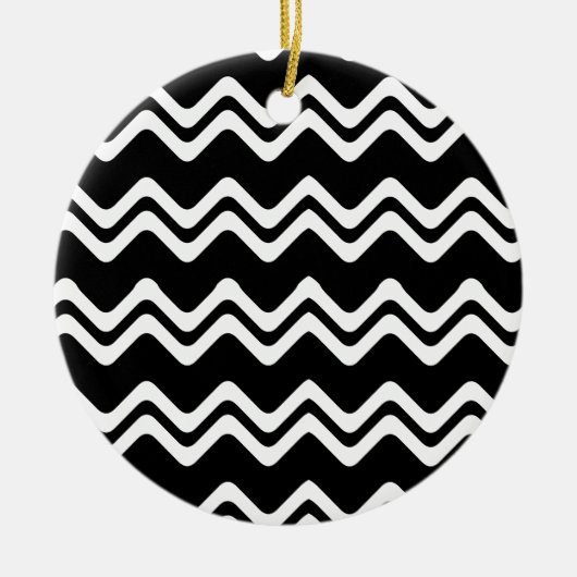 Zig Zag Muster mit zwei farbigen Linien Keramik Ornament (Vorne)