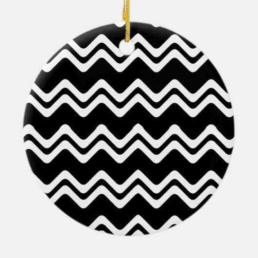 Zig Zag Muster mit zwei farbigen Linien Keramik Ornament (Hinten)