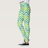 Zig Zag Muster Weiße Frauen Leggings, gestrichen Leggings (Links)