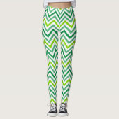 Zig Zag Muster Weiße Frauen Leggings, gestrichen Leggings (Vorderseite)