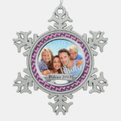 Zig Zag Pattern Family Foto Keepake Schneeflocken Zinn-Ornament (Vorderseite)
