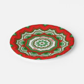 Zig Zag Rotes/Grünes WeihnachtsParty Pappteller (Schrägansicht)