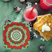 Zig Zag Rotes/Grünes WeihnachtsParty Pappteller