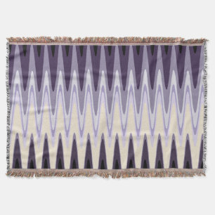 Zig Zag Schwarz-weiß Grau Dunkel Lila Beige Muster Decke