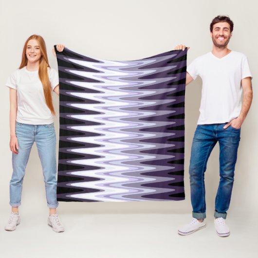 Zig Zag Schwarz-weiß Grau Dunkel Lila Beige Muster Fleecedecke (Beispiel)