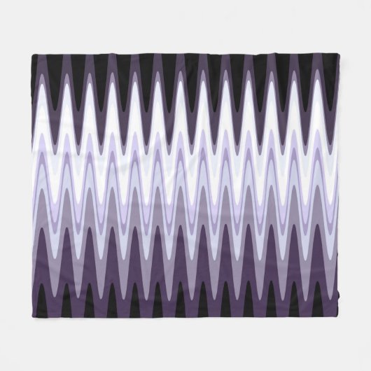 Zig Zag Schwarz-weiß Grau Dunkel Lila Beige Muster Fleecedecke (Vorderseite (Horizontal))