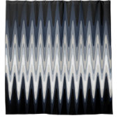 Zig Zag Schwarz-weiß Grau Navy Blue Beige Muster Duschvorhang (Vorderseite)